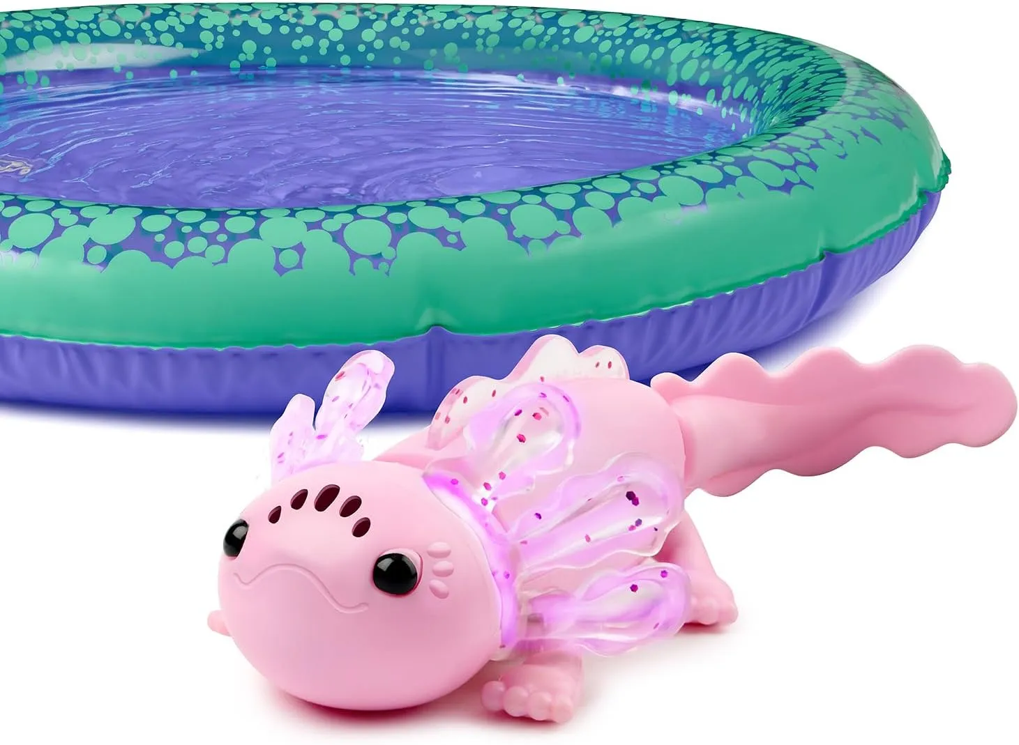 Interactive Baby Axolotl with Inflatable Pool, Alix, Swims and Lights Up in Water, Rainbow Lights Tell Your Mood (Ages 5 )