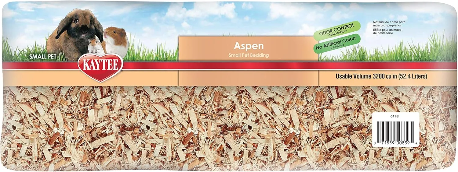 Kaytee Aspen Small Animal Pet Bedding For Pet Guinea Pigs, Rabbits, Hamsters, Gerbils, and Chinchillas, 52.4 Liters