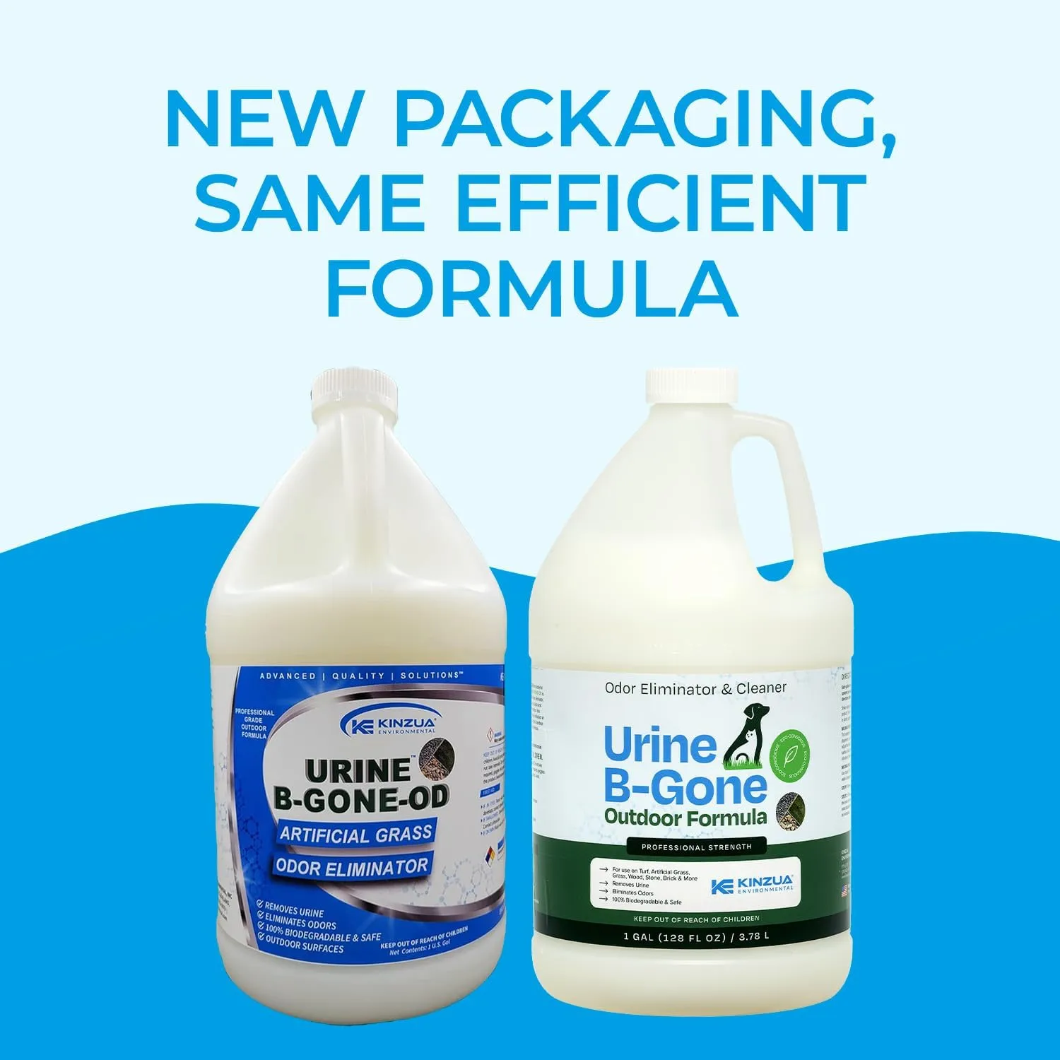 KINZUA ENVIRONMENTAL Urine B-Gone-OD Professional Pet Urine Enzyme Cleaner, Pet Yard Odor Eliminator for Artificial Grass, Concrete & More, 1 Gallon