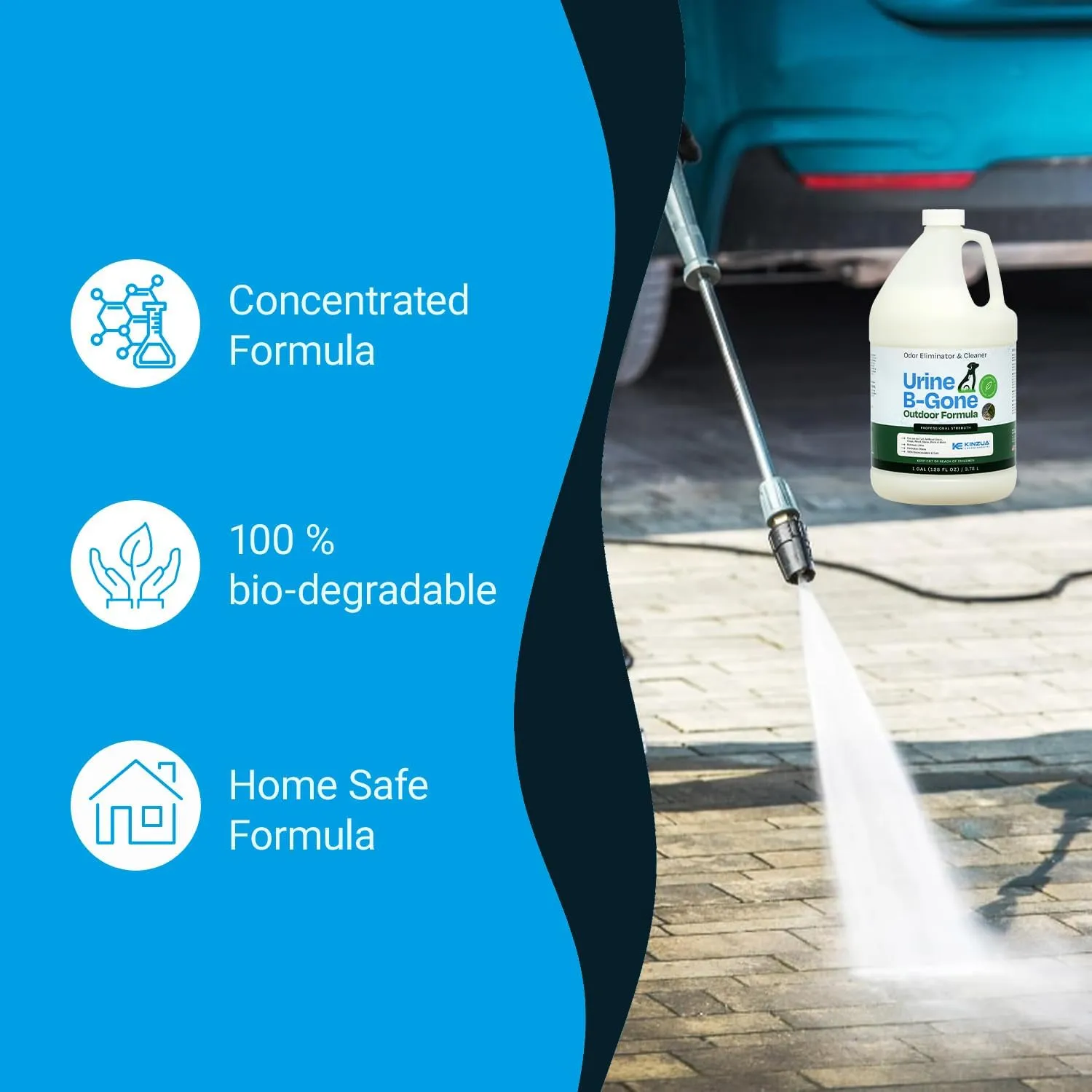 KINZUA ENVIRONMENTAL Urine B-Gone-OD Professional Pet Urine Enzyme Cleaner, Pet Yard Odor Eliminator for Artificial Grass, Concrete & More, 1 Gallon