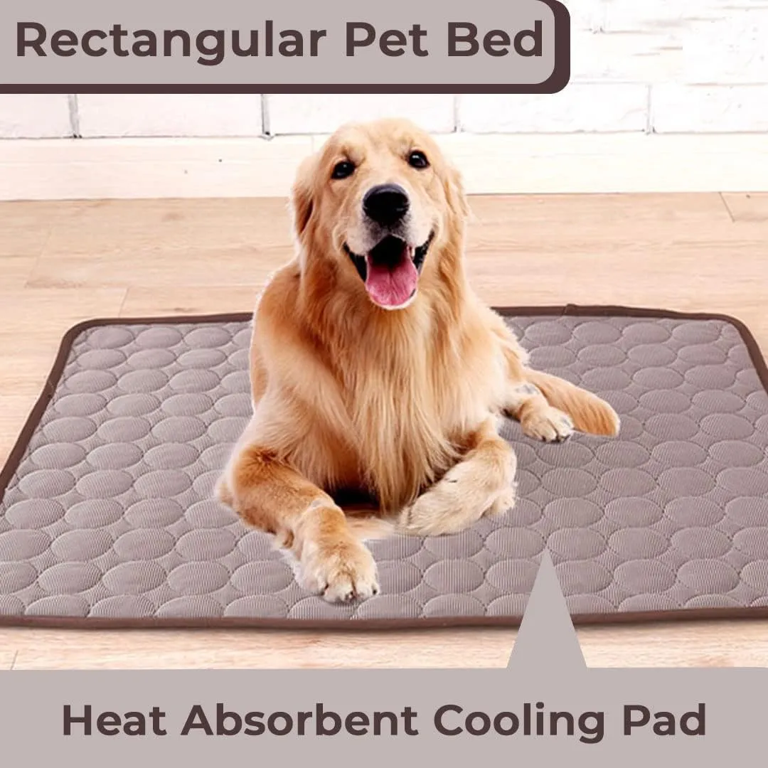 Kuber Industries Rectangular Dog & Cat Bed|Premium Cool Ice Silk with Polyester With Bottom Mesh|MultiUtility Self-Cooling Pad For Dog & Cat|Light-weight & Durable Dog Bed|ZQCJ001C-S|Coffee(Pack Of 4)