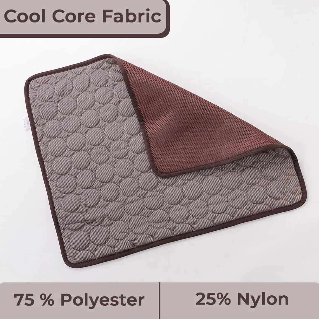 Kuber Industries Rectangular Dog & Cat Bed|Premium Cool Ice Silk with Polyester With Bottom Mesh|MultiUtility Self-Cooling Pad For Dog & Cat|Light-weight & Durable Dog Bed|ZQCJ001C-S|Coffee(Pack Of 4)