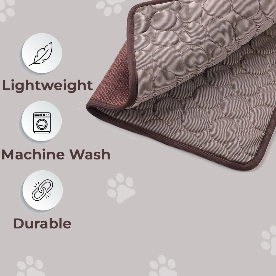 Kuber Industries Rectangular Dog & Cat Bed|Premium Cool Ice Silk with Polyester With Bottom Mesh|MultiUtility Self-Cooling Pad For Dog & Cat|Light-weight & Durable Dog Bed|ZQCJ001C-S|Coffee(Pack Of 4)