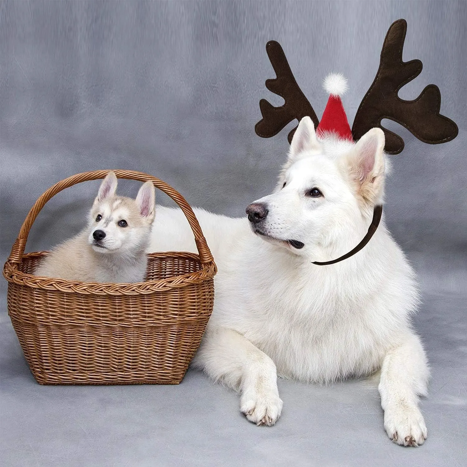 KUDES Dog Christmas Reindeer Antlers Headband Classic Elk Hat Headwear Pet Costumes Accessories