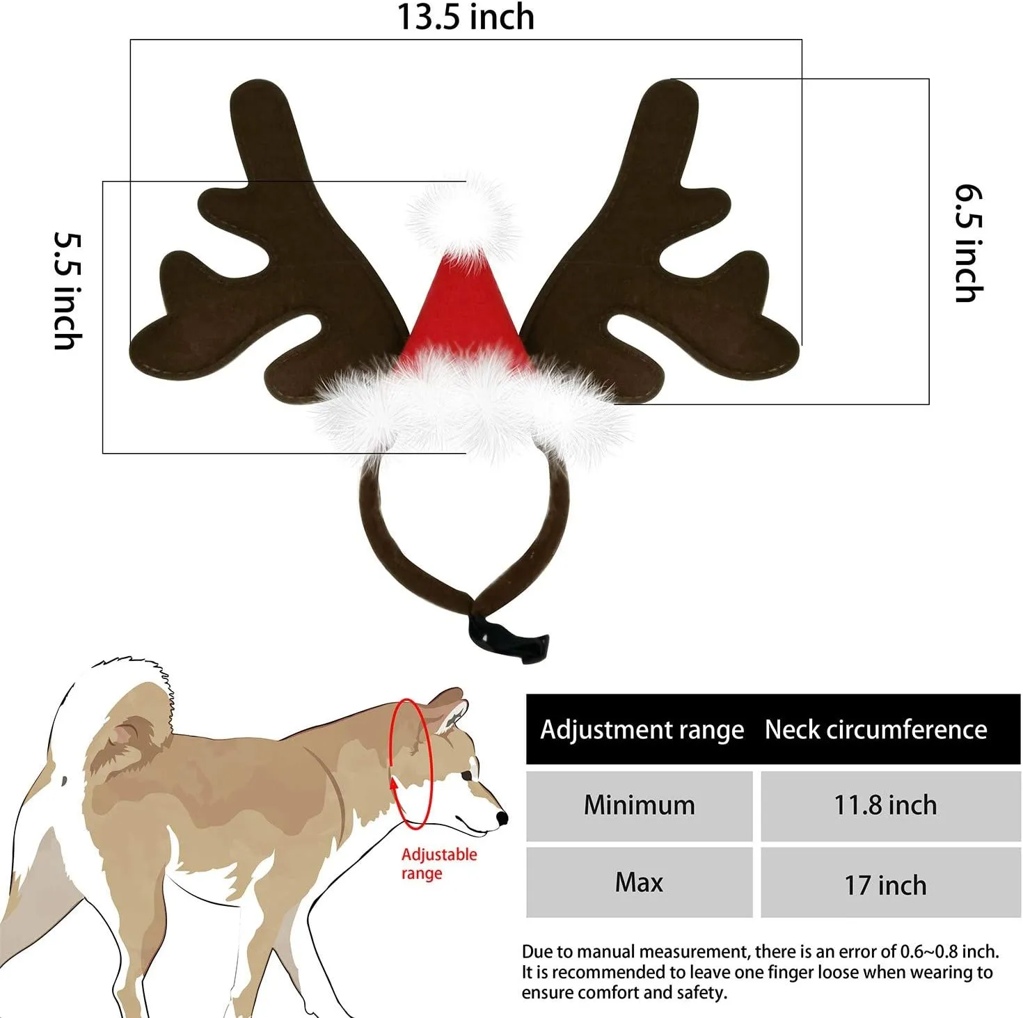 KUDES Dog Christmas Reindeer Antlers Headband Classic Elk Hat Headwear Pet Costumes Accessories