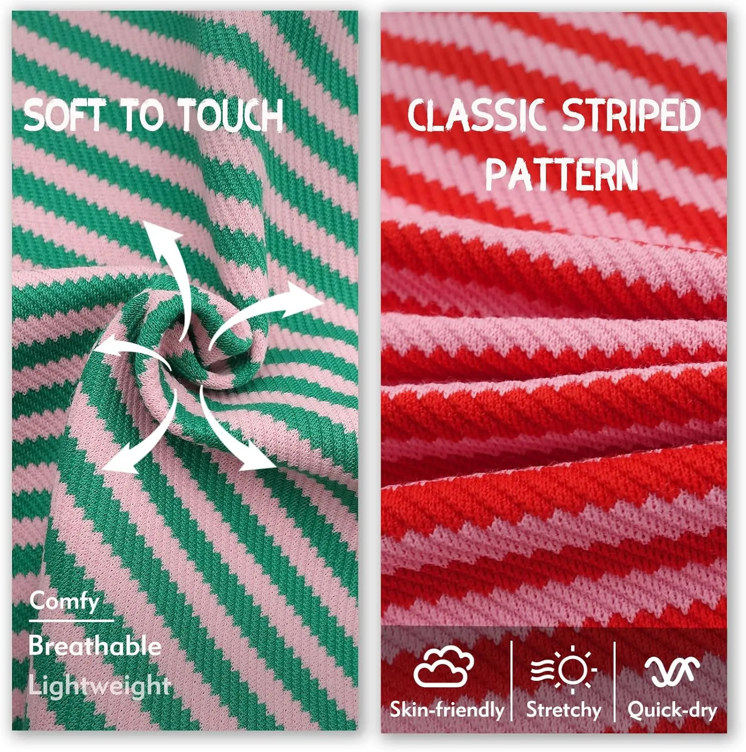 KYEESE 2Pack Dog Shirts Striped for Small Dogs Soft Stretchy Dog T-Shirts Lightweight Tank Top Sleeveless Vest Breathable Pet Apparel, Large, Green Pink