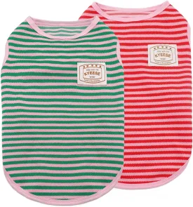 KYEESE 2Pack Dog Shirts Striped for Small Dogs Soft Stretchy Dog T-Shirts Lightweight Tank Top Sleeveless Vest Breathable Pet Apparel, Large, Green Pink KYEESE 2Pack Dog Shirts Striped for Small Dogs Soft Stretchy Dog T-Shirts Lightweight Tank Top Sleeveless Vest Breathable Pet Apparel, Large, Green Pink