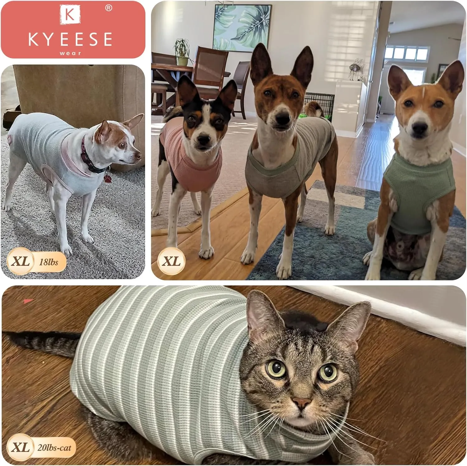 KYEESE 2Pack Dog Shirts Waffle for Small Dogs Stretchy Dog T-Shirts Lightweight Dogs Tank Top Sleeveless Pet Vest Breathable, X-Large, Purple Grey