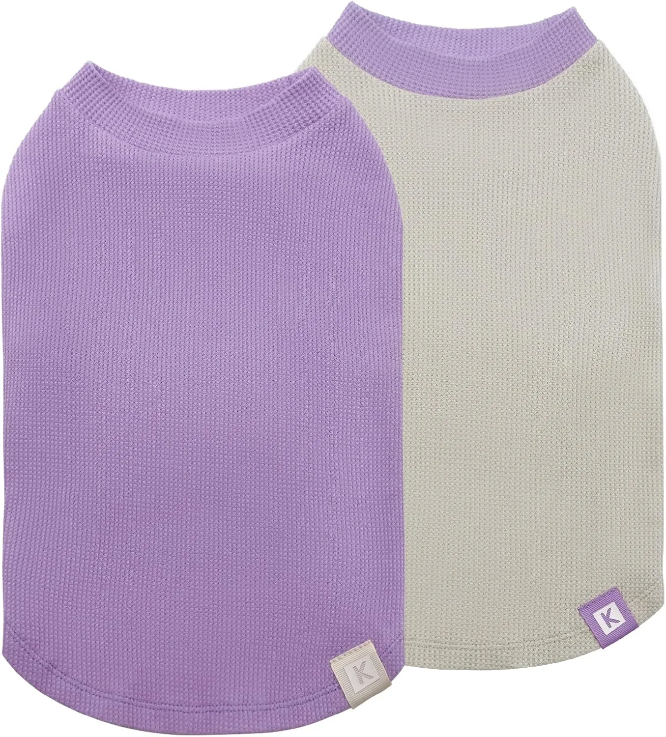 KYEESE 2Pack Dog Shirts Waffle for Small Dogs Stretchy Dog T-Shirts Lightweight Dogs Tank Top Sleeveless Pet Vest Breathable, X-Large, Purple Grey