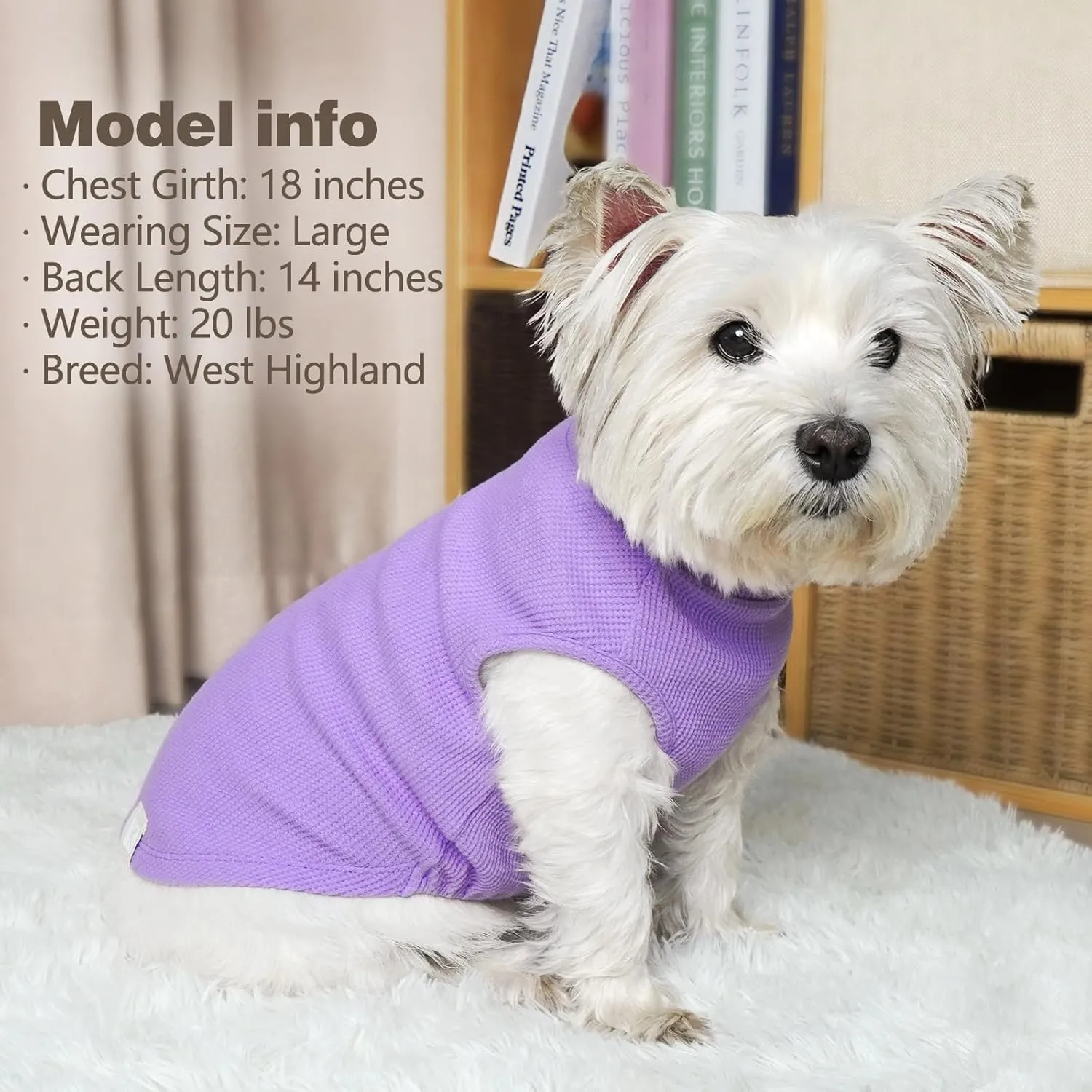 KYEESE 2Pack Dog Shirts Waffle for Small Dogs Stretchy Dog T-Shirts Lightweight Dogs Tank Top Sleeveless Pet Vest Breathable, X-Large, Purple Grey