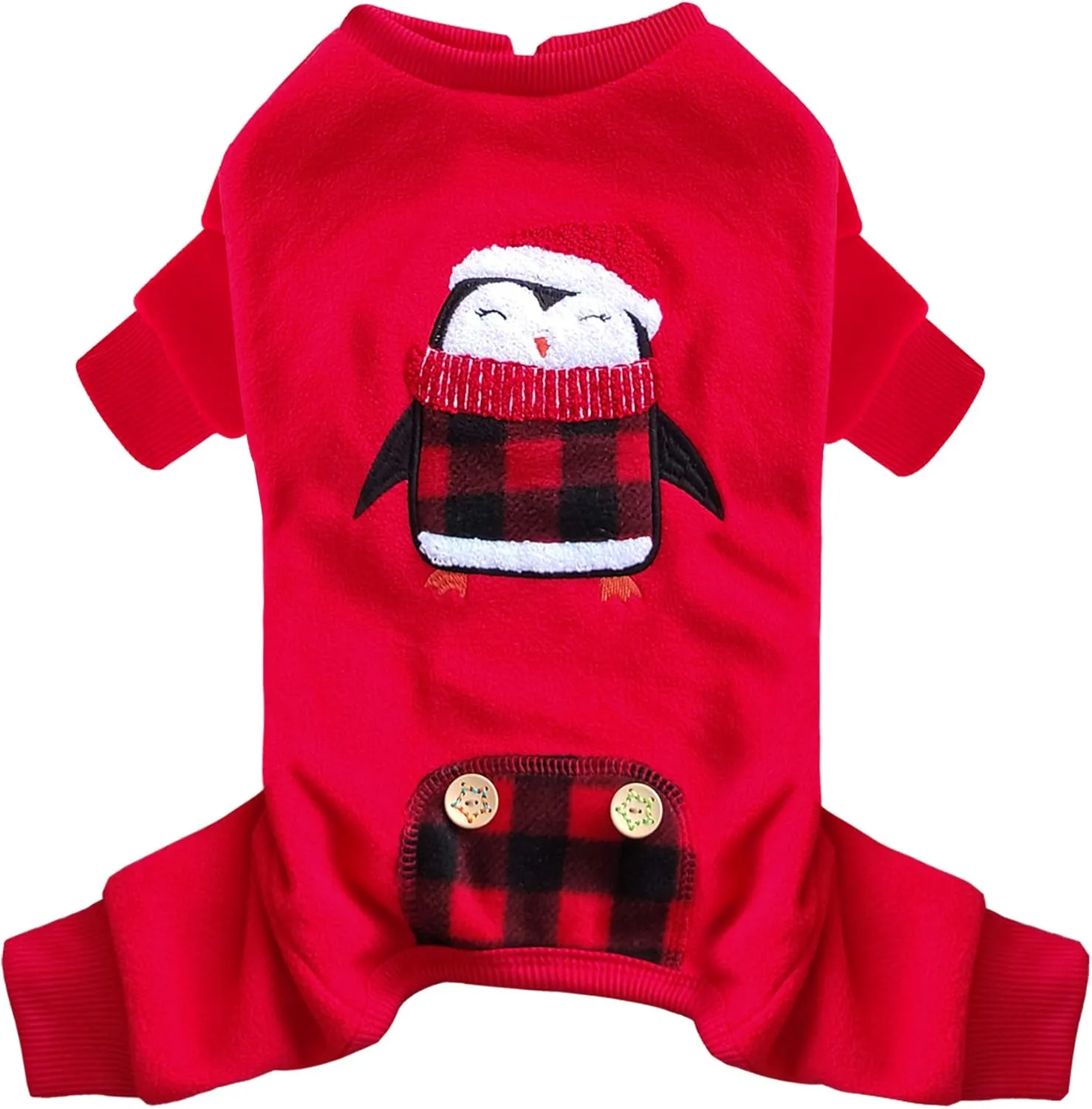 KYEESE Christmas Dog Pajamas Penguin for Small Dogs Plaid Dog Pjs Holiday Cat Pajamas Jammies