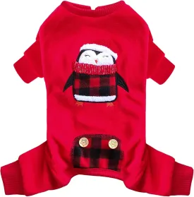 KYEESE Christmas Dog Pajamas Penguin for Small Dogs Plaid Dog Pjs Holiday Cat Pajamas Jammies