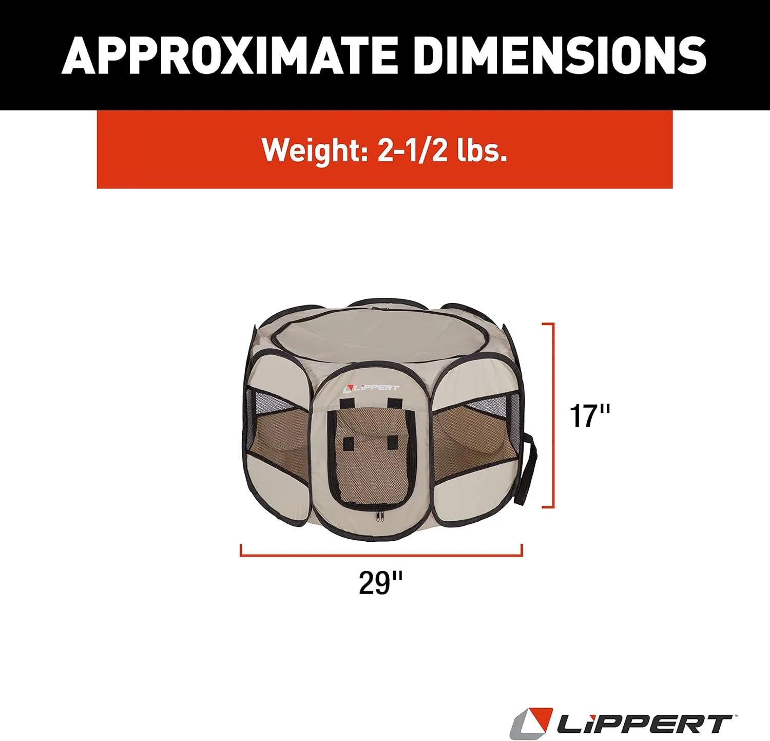 Lippert Soft-Sided, Foldable and Portable Pet Playpen for Camping, Small/Medium (2021150641)