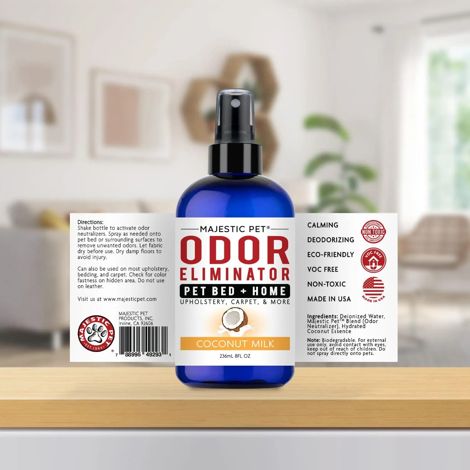 Majestic Pet Pet Bed & Odor Eliminator for Home & Carpet - Dog & Cat Urine Eliminator - Coconut Milk Scent