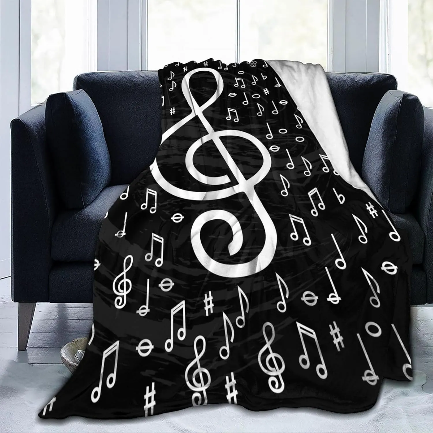Musical Symbols Throw Blankets All Season Ultra Soft Warm Piano Music Lovers Fleece Blanket for Home Bed Sofa Couch Chair Outdoor Travel Camping 50x40 Inch