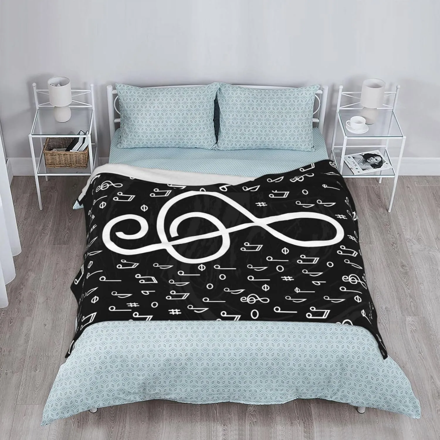 Musical Symbols Throw Blankets All Season Ultra Soft Warm Piano Music Lovers Fleece Blanket for Home Bed Sofa Couch Chair Outdoor Travel Camping 50x40 Inch