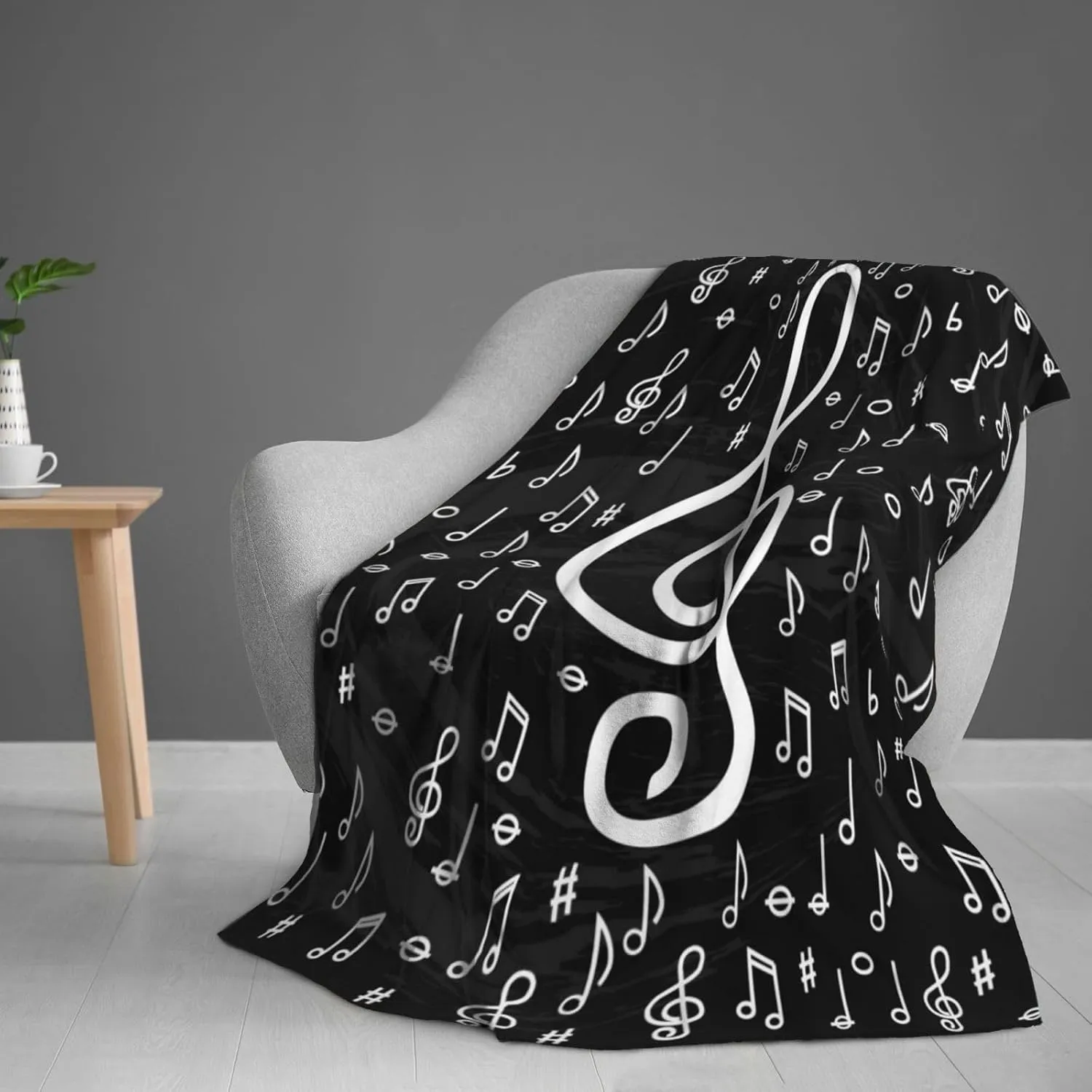 Musical Symbols Throw Blankets All Season Ultra Soft Warm Piano Music Lovers Fleece Blanket for Home Bed Sofa Couch Chair Outdoor Travel Camping 50x40 Inch