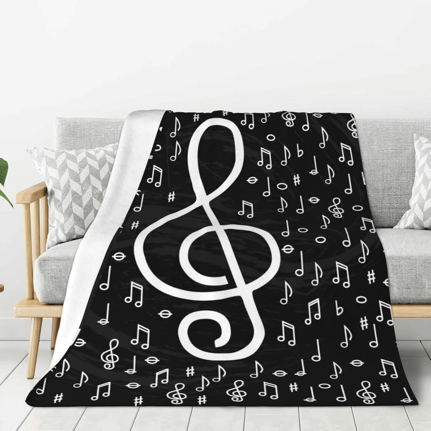 Musical Symbols Throw Blankets All Season Ultra Soft Warm Piano Music Lovers Fleece Blanket for Home Bed Sofa Couch Chair Outdoor Travel Camping 50x40 Inch