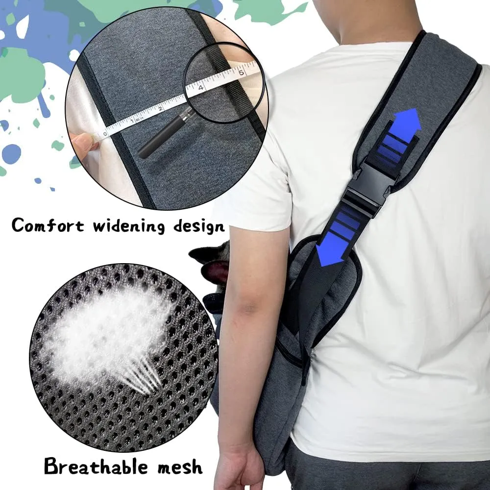 NATUYA Dog Sling Carrier Puppy Carrier Openable Breathable Mesh Hands-Free Small Dog Carry Travel Bag with Adjustable Padded Strap Pocket Large Space Pet Carrier for Outdoor Hiking (Dark Grey,8-15lb)