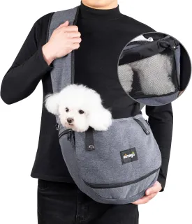 NATUYA Dog Sling Carrier Puppy Carrier Openable Breathable Mesh Hands-Free Small Dog Carry Travel Bag with Adjustable Padded Strap Pocket Large Space Pet Carrier for Outdoor Hiking (Dark Grey,8-15lb) NATUYA Dog Sling Carrier Puppy Carrier Openable Breathable Mesh Hands-Free Small Dog Carry Travel Bag with Adjustable Padded Strap Pocket Large Space Pet Carrier for Outdoor Hiking (Dark Grey,8-15lb)