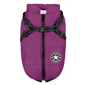 New PawRoll Dog Winter Jacket With Harness Purple Sz M