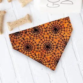 Orange & Black Halloween Spiderweb Dog Bandana or Cat Bandana