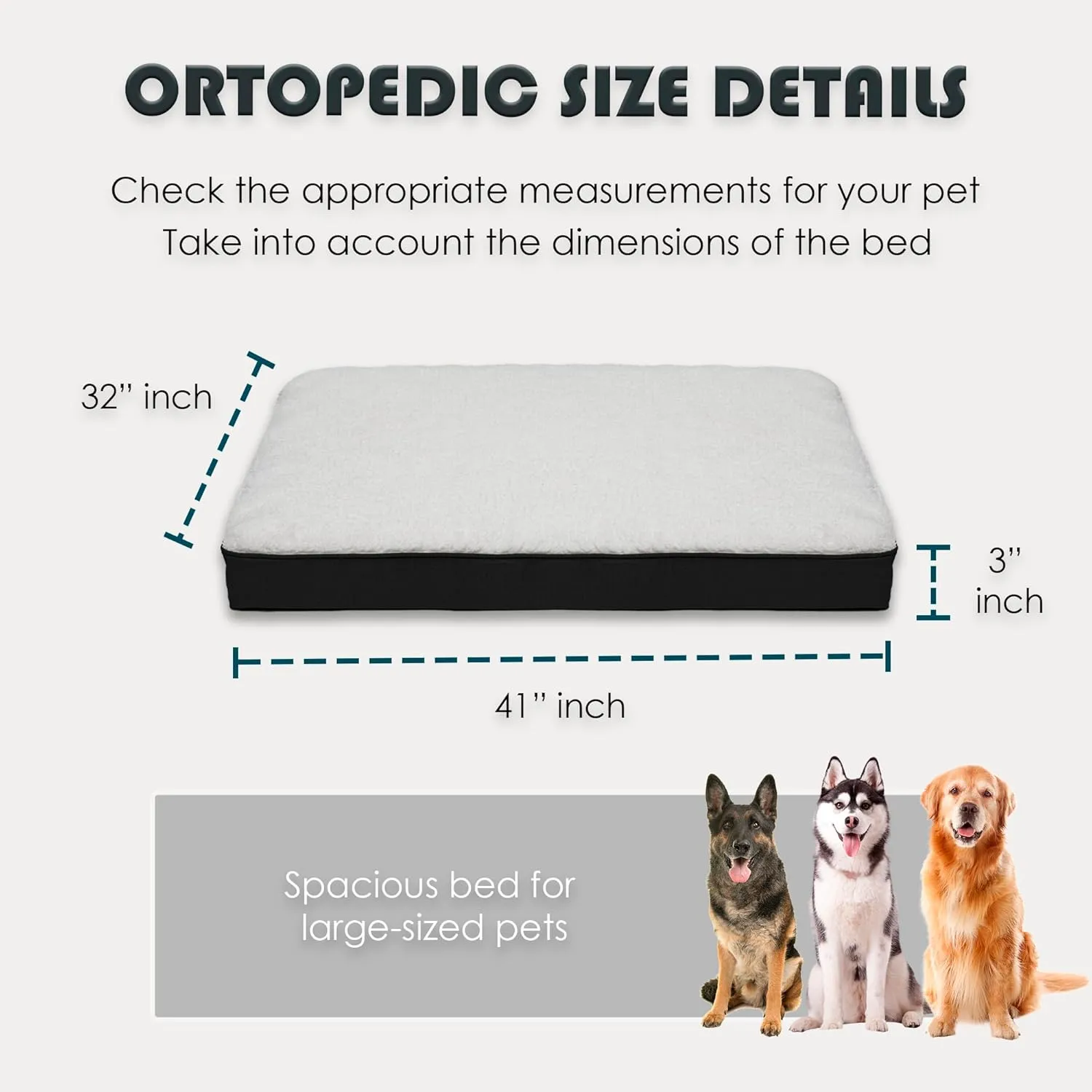 Orthopedic Dog Bed, Memory Foam Revisable Two Side with Washable Removable Cover, Extra Large, 41x32