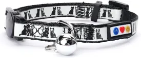 Pawtitas Halloween Cat Collars for Cats Adjustable Collar Glow in The Dark Feature and Safety Breakaway Buckle and Removable Bell to Match Your Halloween Cat's Costume - Black Cat Pattern Pawtitas Halloween Cat Collars for Cats Adjustable Collar Glow in The Dark Feature and Safety Breakaway Buckle and Removable Bell to Match Your Halloween Cat's Costume - Black Cat Pattern