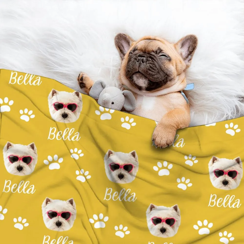Personalized Pet Blanket,Custom Pet Blanket with Name Photo,Puppy Blanket Gift for Dogs Cats Lovers Mom Dad,Soft Cozy Fleece Throw for Bed Sofa Travel Extra Small 40"x30" for Pet