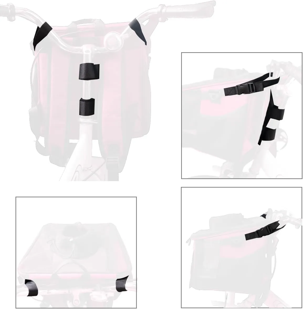 Pet Carrier Bicycle Basket Bag Pet Carrier/Booster Backpack for Dogs and Cats with Big Side Pockets,Comfy & Padded Shoulder Strap,Travel with Your Pet SafetyPink Carnation