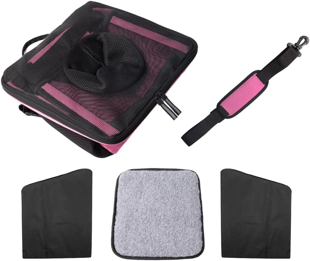 Pet Carrier Bicycle Basket Bag Pet Carrier/Booster Backpack for Dogs and Cats with Big Side Pockets,Comfy & Padded Shoulder Strap,Travel with Your Pet SafetyPink Carnation