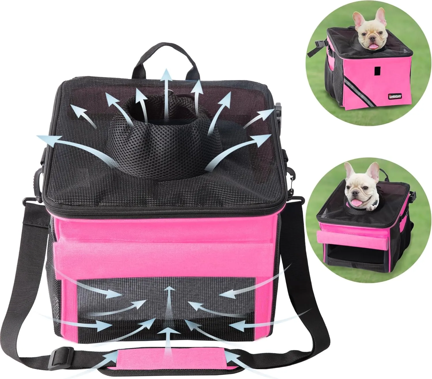 Pet Carrier Bicycle Basket Bag Pet Carrier/Booster Backpack for Dogs and Cats with Big Side Pockets,Comfy & Padded Shoulder Strap,Travel with Your Pet SafetyPink Carnation
