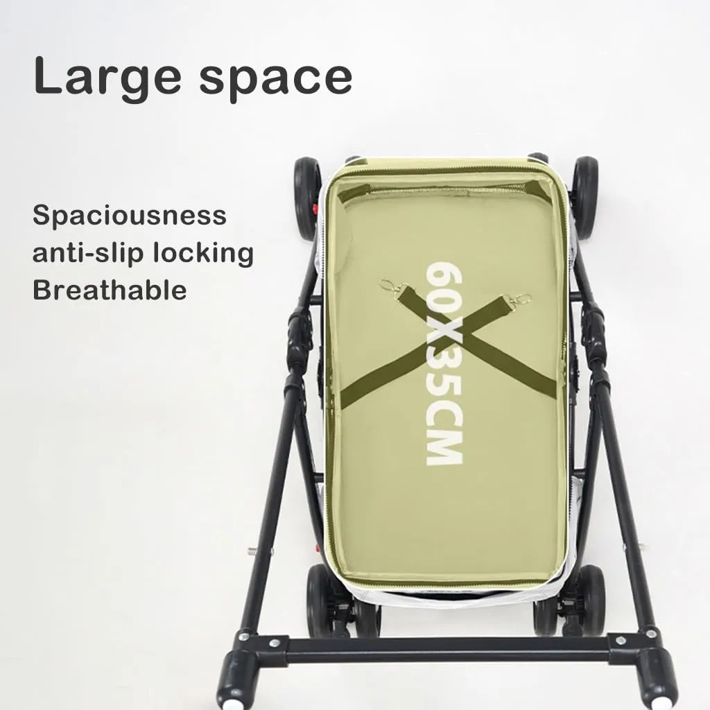 Pet Cat Dog Stroller Carriage with Cup Holder Tray, Travel Carrier Pet Dog Strollers for Small Dogs, Pet Stroller Pushchair Dog Cat Pram Foldable Cart, Adjustable Handle (Color : Black)