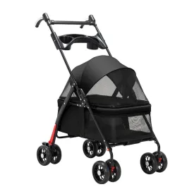 Pet Cat Dog Stroller Carriage with Cup Holder Tray, Travel Carrier Pet Dog Strollers for Small Dogs, Pet Stroller Pushchair Dog Cat Pram Foldable Cart, Adjustable Handle (Color : Black) Pet Cat Dog Stroller Carriage with Cup Holder Tray, Travel Carrier Pet Dog Strollers for Small Dogs, Pet Stroller Pushchair Dog Cat Pram Foldable Cart, Adjustable Handle (Color : Black)