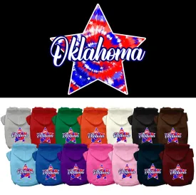 Pet Dog & Cat Screen Printed Hoodie for Medium to Large Pets (Sizes 2XL-6XL), "Oklahoma Patriotic Tie Dye"