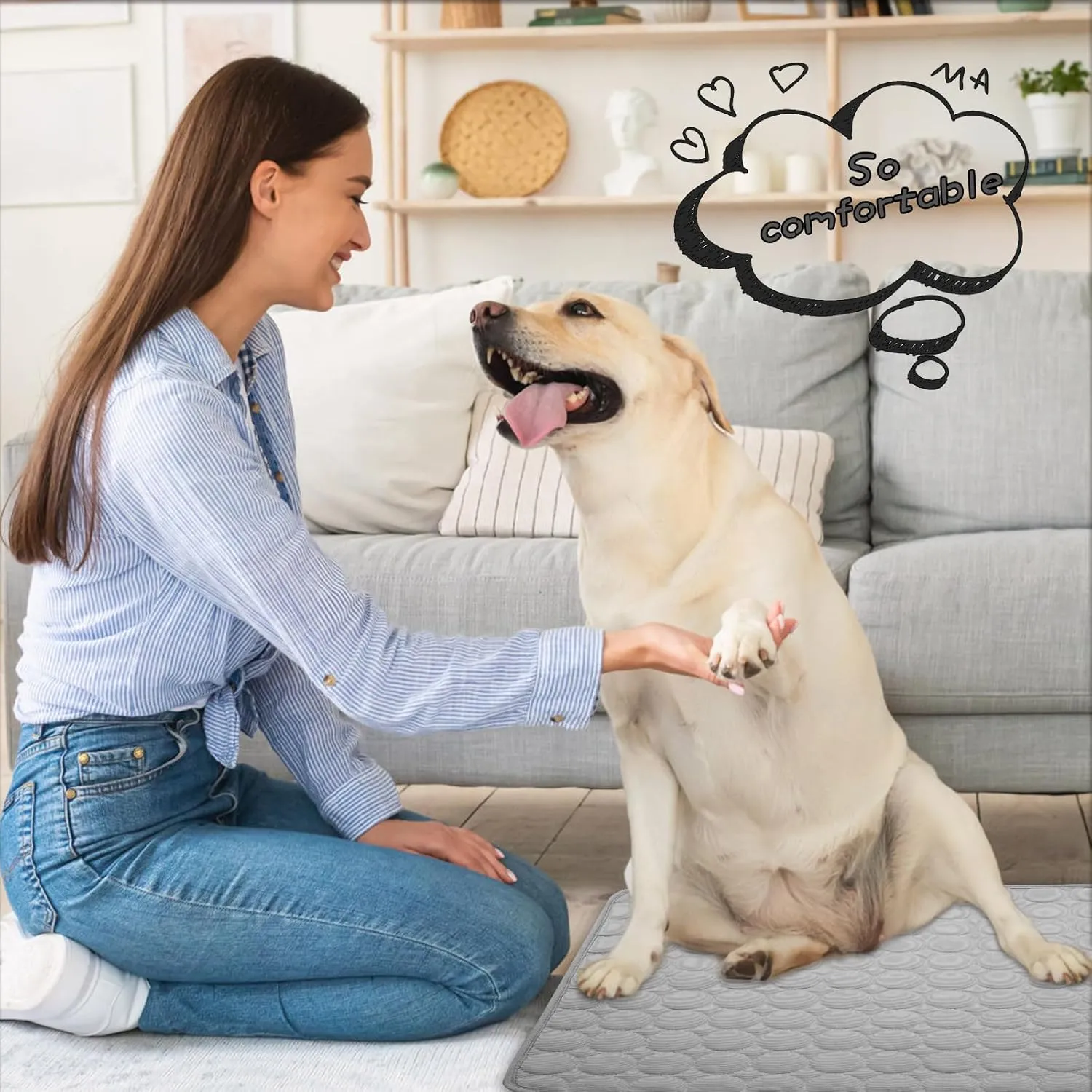 Pet Dog Cooling Bed Mats,Self Cooling Pet Dog Cool Mat Pads for Dogs Cats Indoor and Outdoor (Grey, Large)