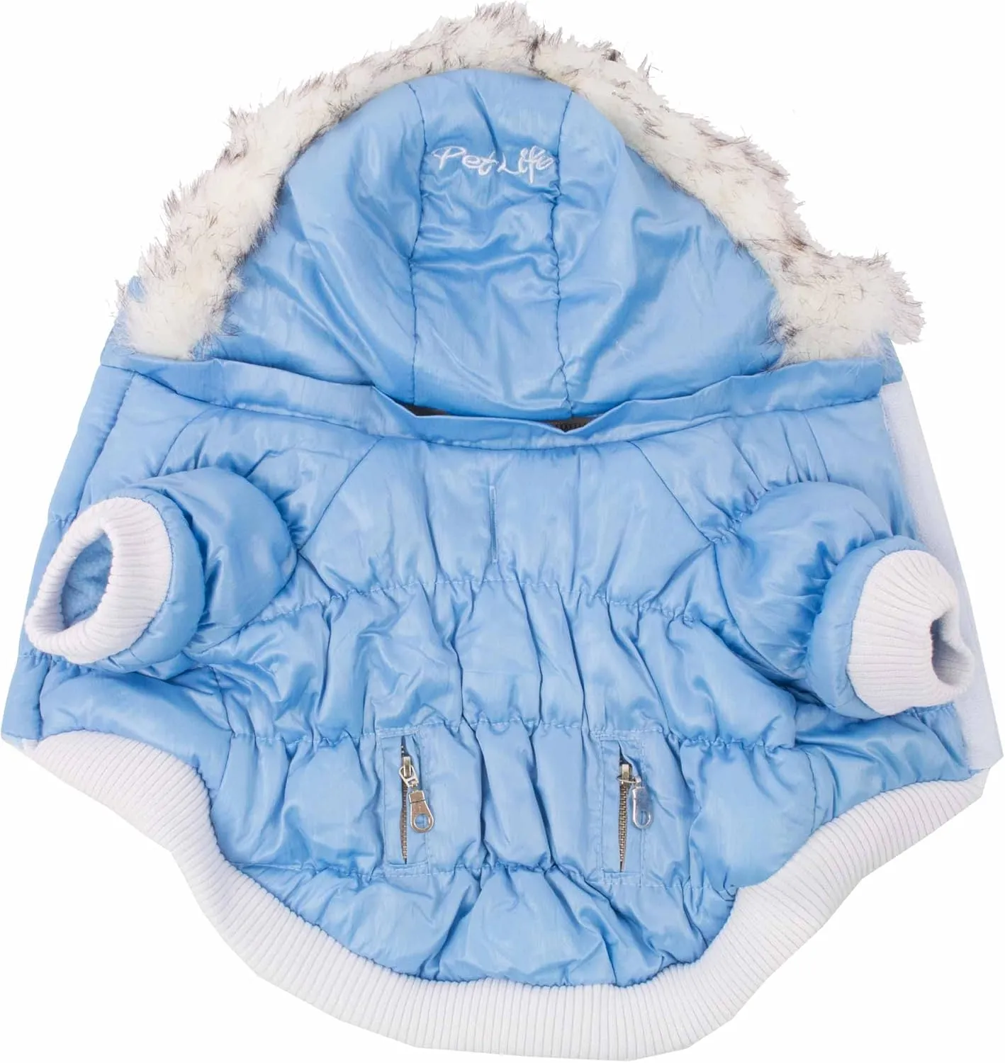 PET LIFE Classic Metallic Fashion Pet Dog Coat Jacket Parka w/ 3M Insulation and Removable Hood, X-Small, Sky Blue