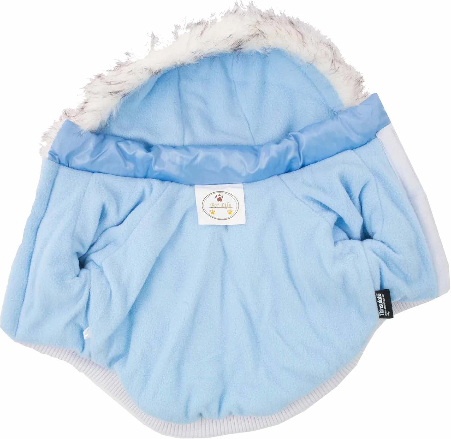 PET LIFE Classic Metallic Fashion Pet Dog Coat Jacket Parka w/ 3M Insulation and Removable Hood, X-Small, Sky Blue