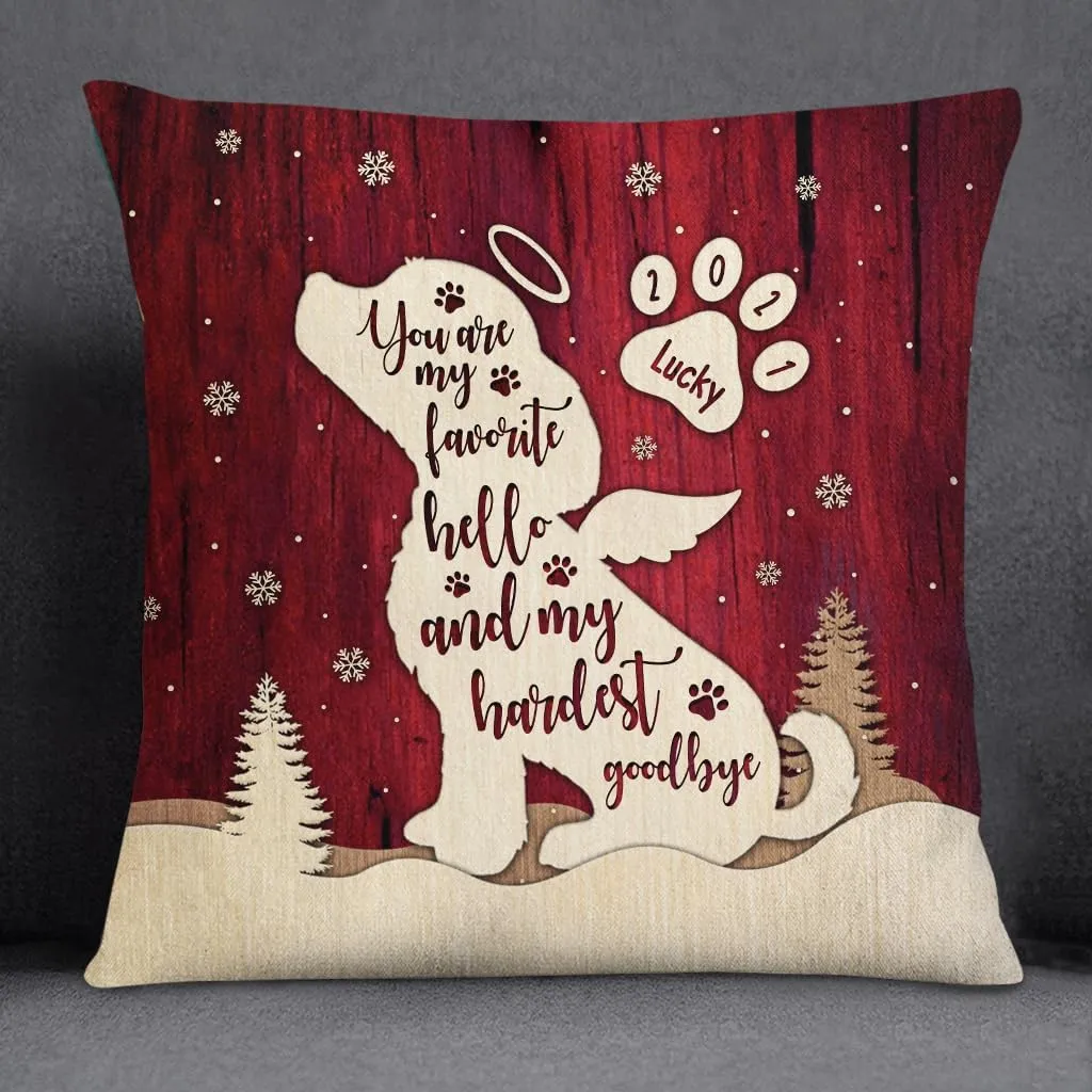 Pet Memorial Gifts, My Favorite Hello Memorial Dog Wings Silhouette Dog Breed, Personalized Pet Memorial Pillow, Gifts for Dog Mom Dad Family, Sofa Couch Home Decor, Pet Loss Gifts