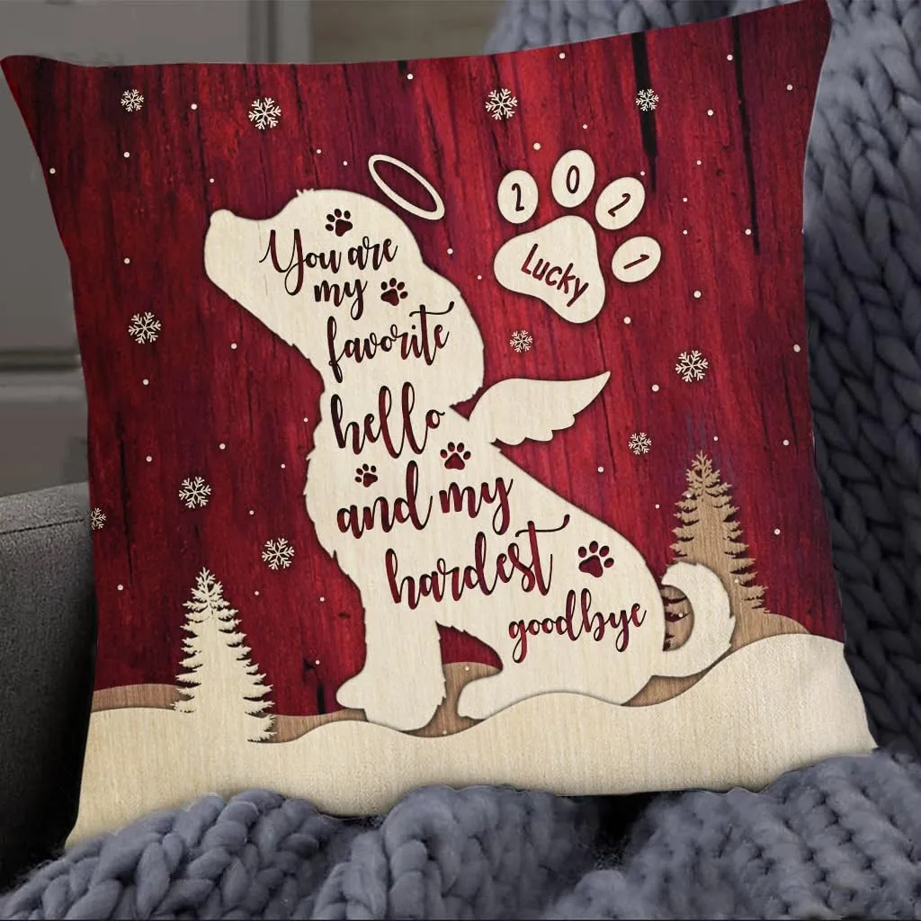 Pet Memorial Gifts, My Favorite Hello Memorial Dog Wings Silhouette Dog Breed, Personalized Pet Memorial Pillow, Gifts for Dog Mom Dad Family, Sofa Couch Home Decor, Pet Loss Gifts