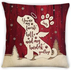 Pet Memorial Gifts, My Favorite Hello Memorial Dog Wings Silhouette Dog Breed, Personalized Pet Memorial Pillow, Gifts for Dog Mom Dad Family, Sofa Couch Home Decor, Pet Loss Gifts