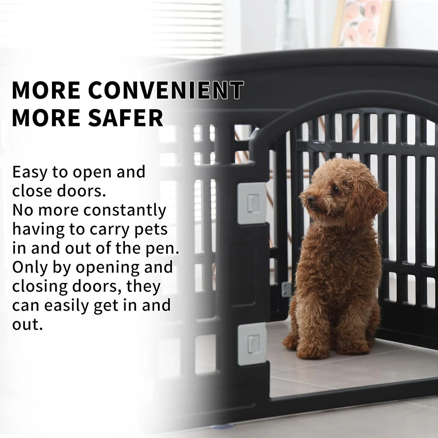 Pet Playpen Foldable Gate for Dogs Heavy Plastic Puppy Exercise Pen Indoor Outdoor Small Pets Fence Puppies Folding Cage 6 Panels for Puppies and Small Dogs House Supplies (Black 6*Panel)