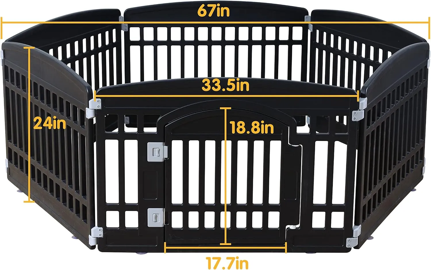 Pet Playpen Foldable Gate for Dogs Heavy Plastic Puppy Exercise Pen Indoor Outdoor Small Pets Fence Puppies Folding Cage 6 Panels for Puppies and Small Dogs House Supplies (Black 6*Panel)