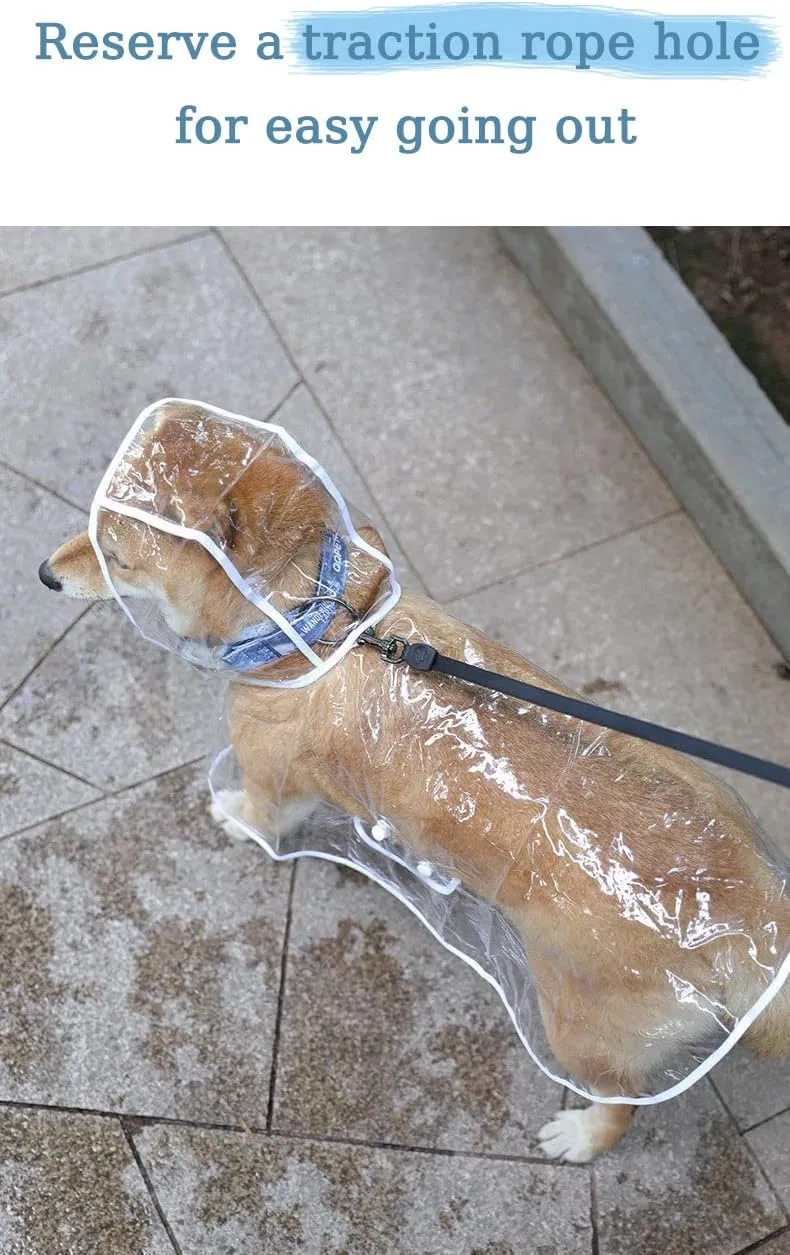 Pet Raincoat,Small Dog Waterproof Puppy Raincoat Coat Transparent Pet Dog Rainwear Clothes for Small Dogs Cats (L, Blue)