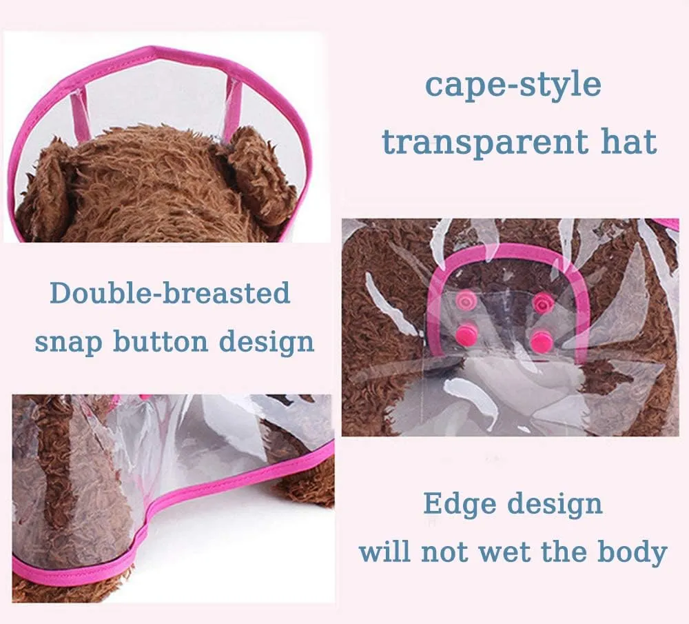Pet Raincoat,Small Dog Waterproof Puppy Raincoat Coat Transparent Pet Dog Rainwear Clothes for Small Dogs Cats (S, Pink)