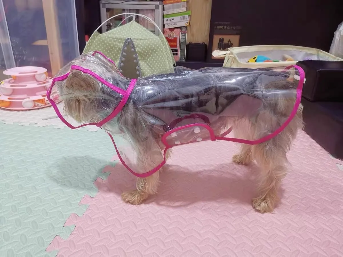 Pet Raincoat,Small Dog Waterproof Puppy Raincoat Coat Transparent Pet Dog Rainwear Clothes for Small Dogs Cats (S, Pink)