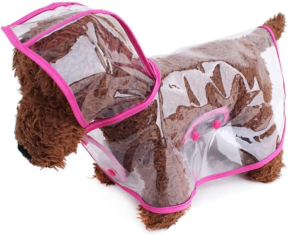 Pet Raincoat,Small Dog Waterproof Puppy Raincoat Coat Transparent Pet Dog Rainwear Clothes for Small Dogs Cats (S, Pink)