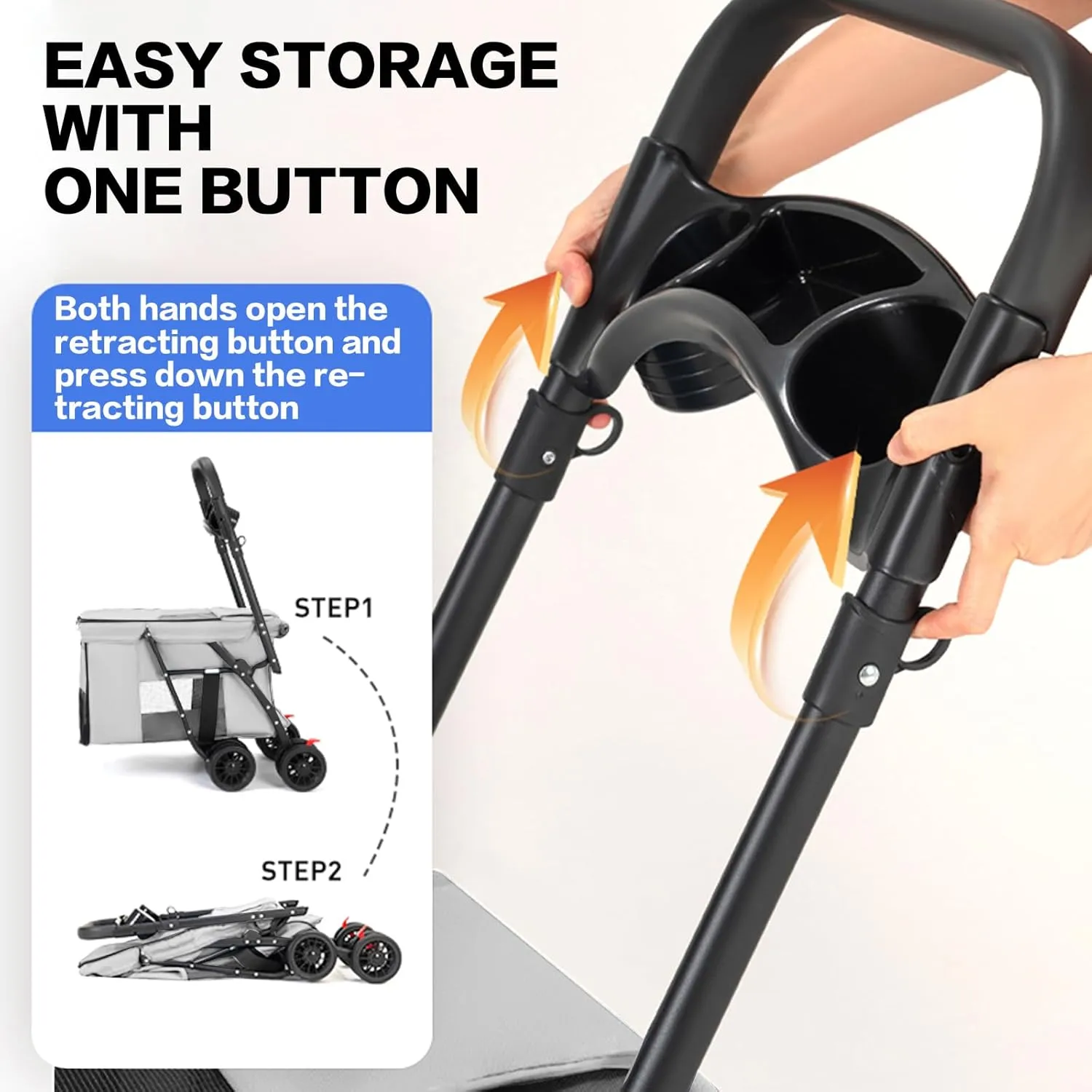 Pet Stroller Cat Dog Stroller Travel Folding Pet CarriersGray