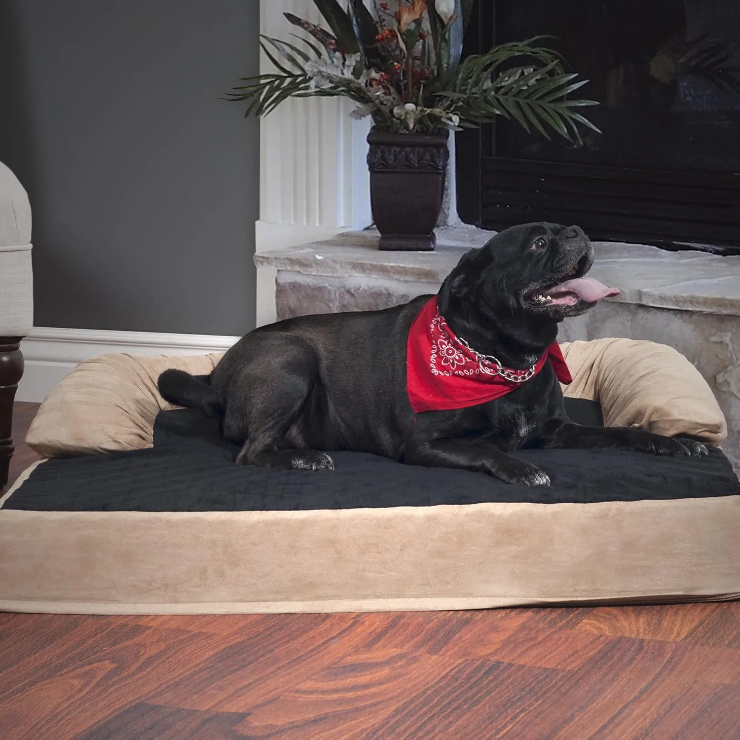 PETMAKER Orthopedic Memory Foam Pet Bed with Bolster, Large