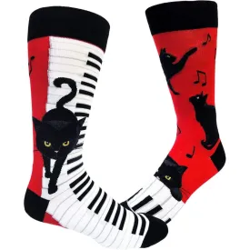Piano Cat Socks Men’s Crew Sock